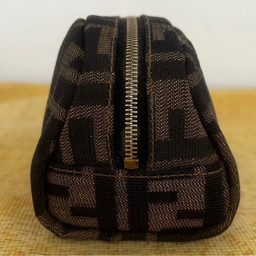 FENDI FF Zucca Monogram Cosmetic/Vanity Pouch Italy EUC Circa1980’s-1990’s
